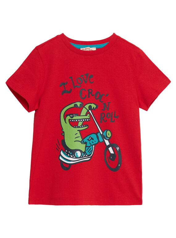 T-shirt menino mangas curtas vermelho crocodilo na mota JOJOTI10 / 20S902T4D31F505