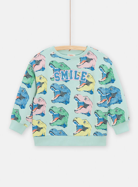 Sweat verde-claro com estampado de dinossauros menino TOCOSWE / 24S902N1SWEG622