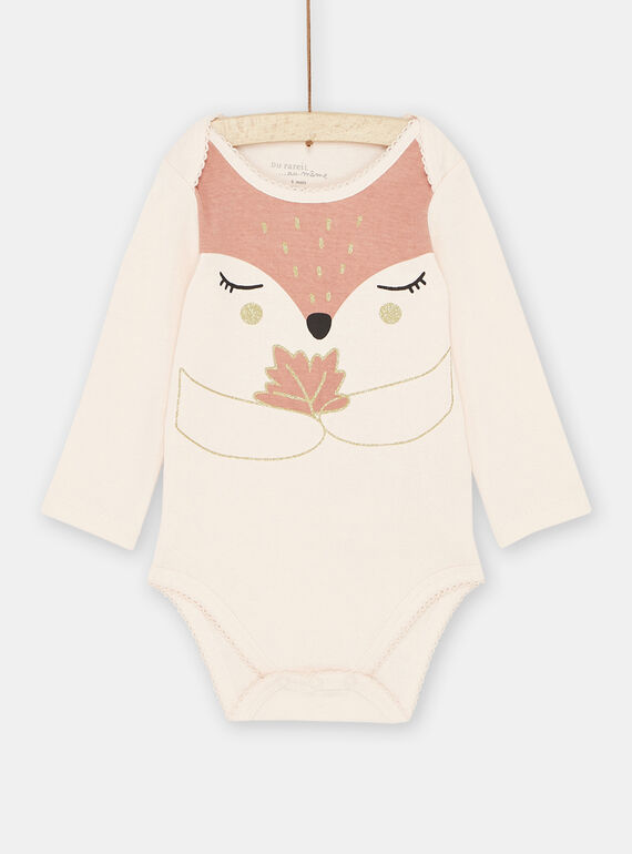 Body rosa-pálido com padrão de raposa bebé menina SEFIBODFOX / 23WH1364BDL301