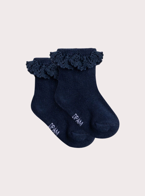 Meias azul-marinho com folhos para bebé menina  VYIJODEN2 / 24WI09G4SOQC205