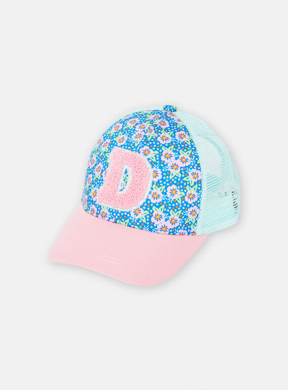 Boné rosa e azul com estampado florido para menina TYACAP4 / 24SI01F2CHA318
