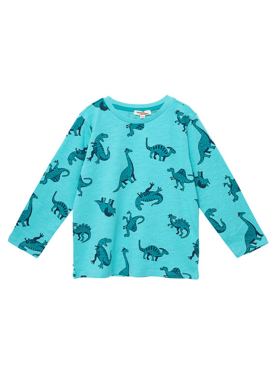 T-shirt mangas compridas menino turquesa estampado all over dinossauros JOJOTEE4 / 20S90244D32209