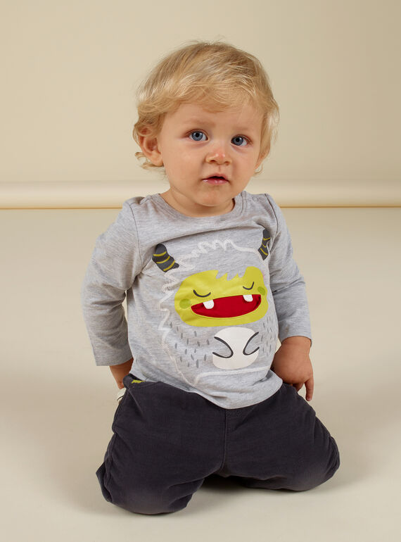 T-shirt cinzento mesclado bordada bebé menino MUHITEE1 / 21WG10U3TML943