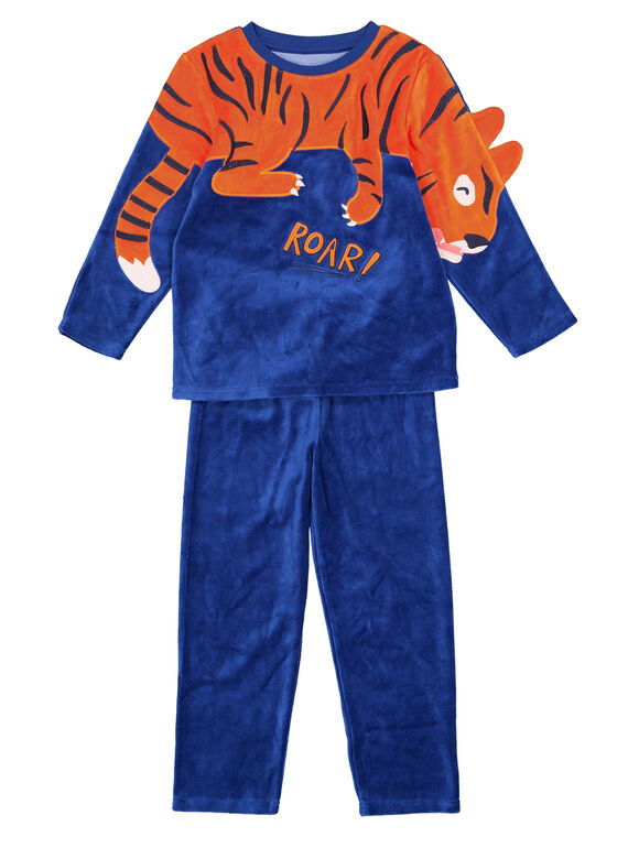 Pijama azul em veludo criança menino GEGOPYJROAR / 19WH12NAPYJC225