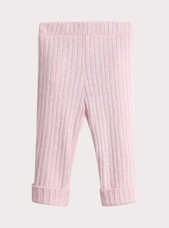 Leggings caneladas cor-de-rosa matizado para bebé menina VYIJOLEGCO2 / 24WI09G1CALD314
