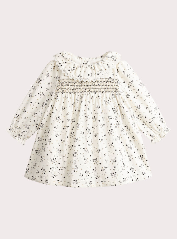 Vestido cru às flores para bebé menina VIPERROB1 / 24WG09R1ROB001