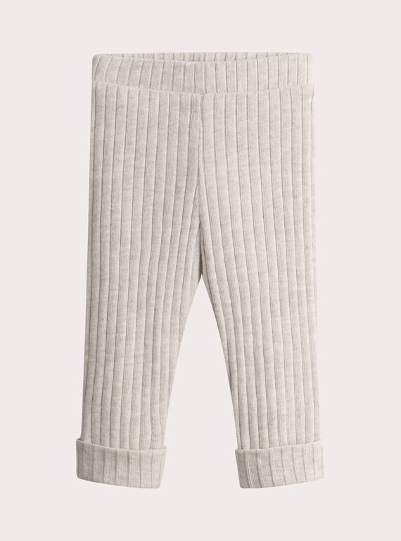 Leggings caneladas cor crua matizada para bebé menina VYIJOLEGCO1 / 24WI09G2CALA011