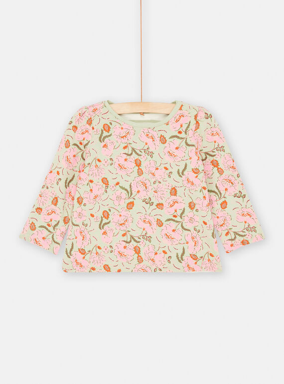 T-shirt reversível rosa e verde-água para bebé menina SIVERTEE / 23WG09J1TML001