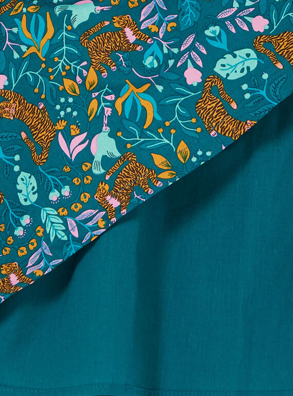 Vestido azul-pato e amarelo estampado tigre e florido LAVEROB1 / 21S901Q2ROB714