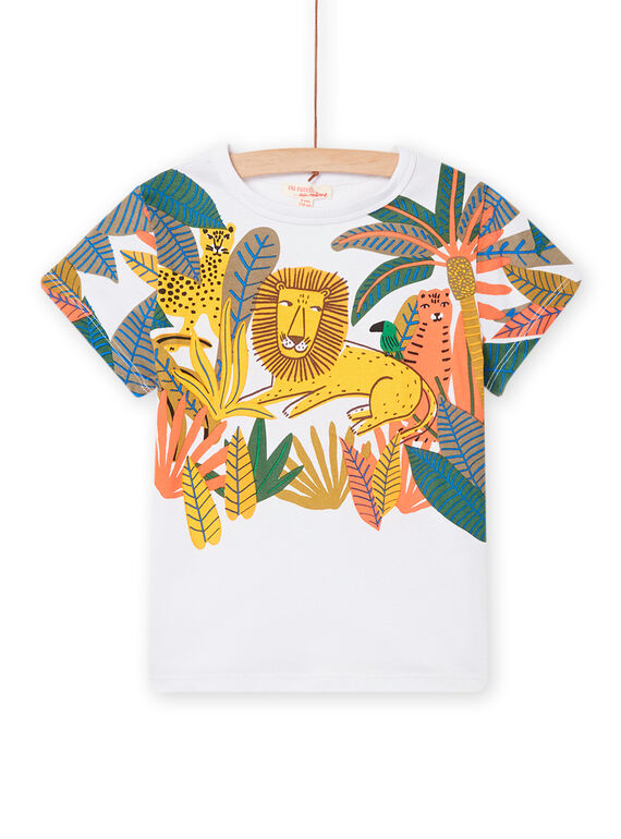 T-shirt branca com padrões de animais da selva menino NOFLATI1 / 22S902R2TMC000