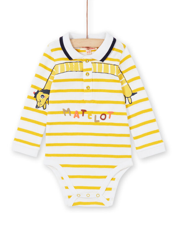 Body branco e amarelo às riscas em algodão bebé menino LUNOBOD / 21SG10L1BOD000