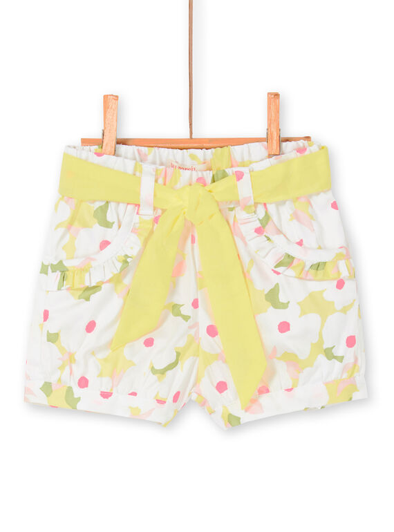 Calções brancos e amarelos com estampado florido bebé menina LIBALSHO / 21SG09O1SHO000