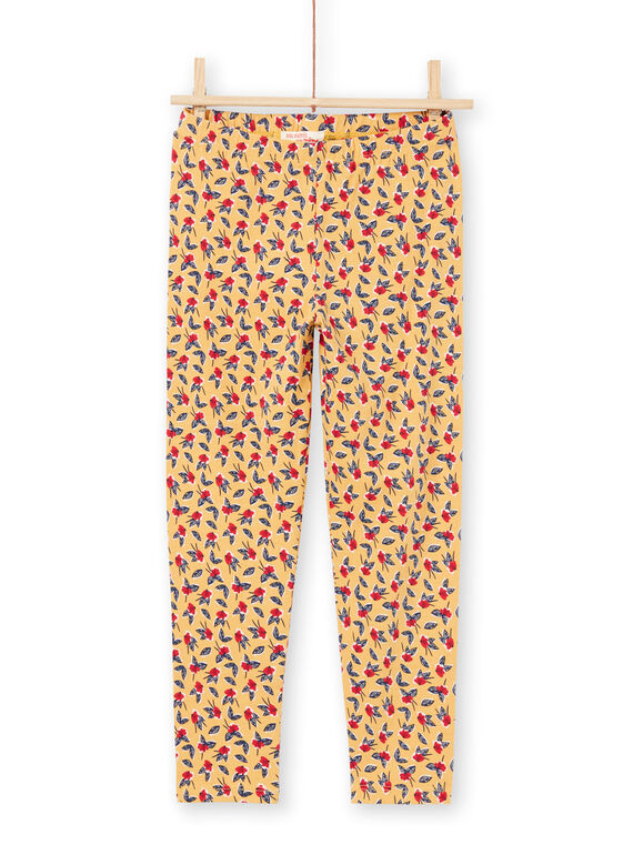 Leggings mostarda com estampado florido menina MYAMIXLEG1 / 21WI01J2CALB106