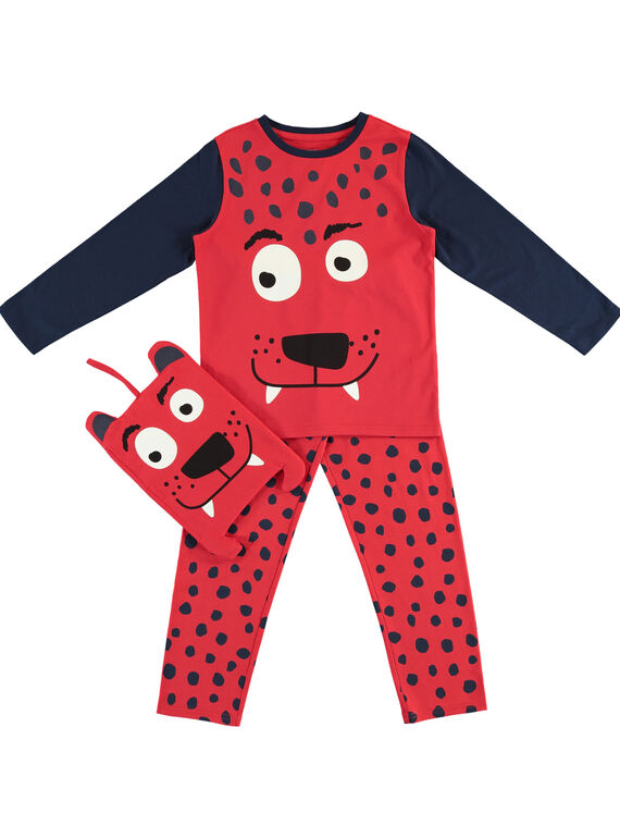 Pijama disfarce vermelho e azul-marinho criança menino com arrumação JEGOPYJMAN2 / 20SH12L4PYGF513