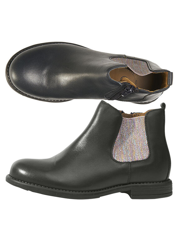 Boots chelsea couro azul-marinho criança menina GFBOOTVIA / 19WK35I4D0D070
