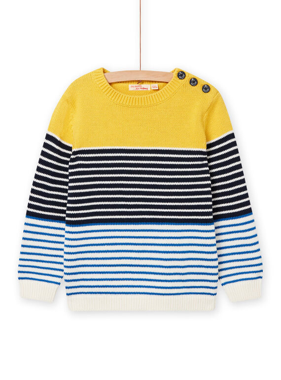 Camisola marinheiro amarelo, azul-noite e azul em malha menino NOJOPUL2 / 22S90273PUL102