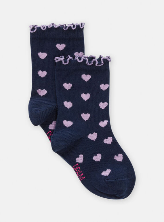 Meias azul-marinho com estampado de coração para menina TYAJOSCHO2A / 24SI0181SOQ070