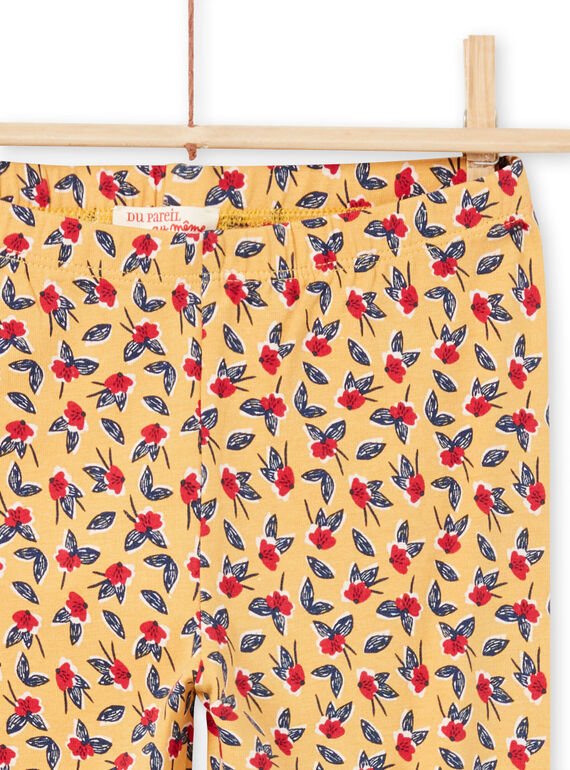 Leggings mostarda com estampado florido menina MYAMIXLEG1 / 21WI01J2CALB106