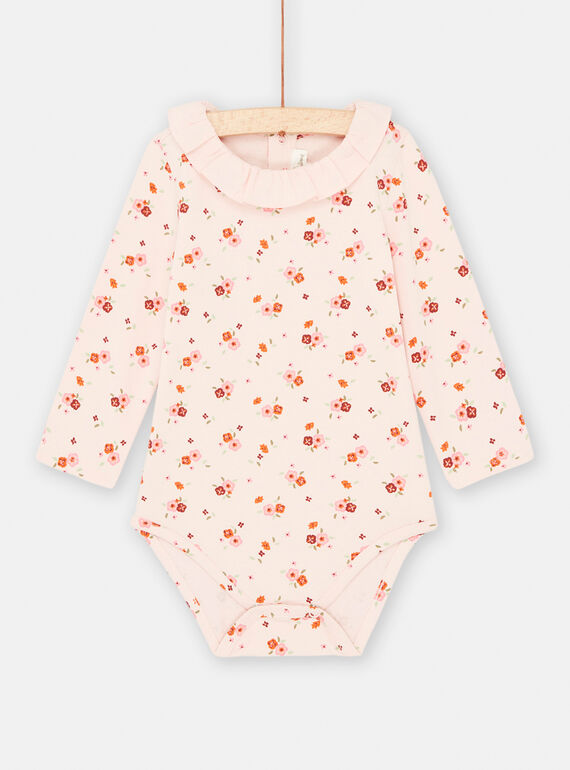 Body rosa-drageia com estampado florido para bebé menina SIVERBOD / 23WG09J1BODD310