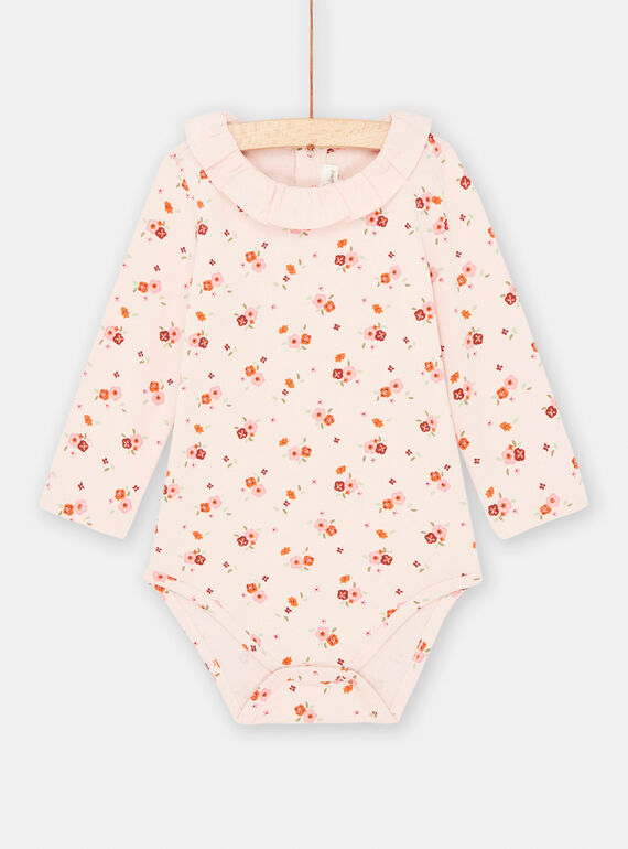 Body rosa-drageia com estampado florido para bebé menina SIVERBOD / 23WG09J1BODD310