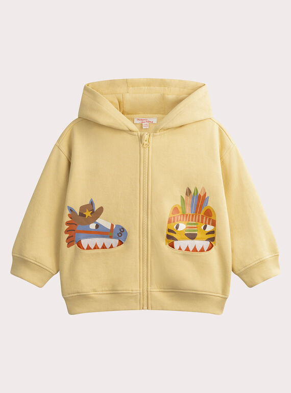 Sweatshirt em moletão amarelo claro com bolsos estampados WOLANGIL2 / 25S90242GILB102