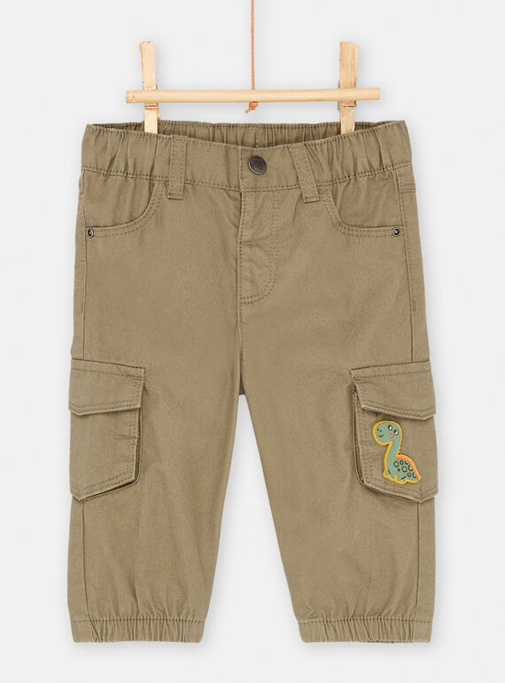 Calças cargo verde-militar em twill para bebé menino SUVERPAN2 / 23WG10J1PANG619