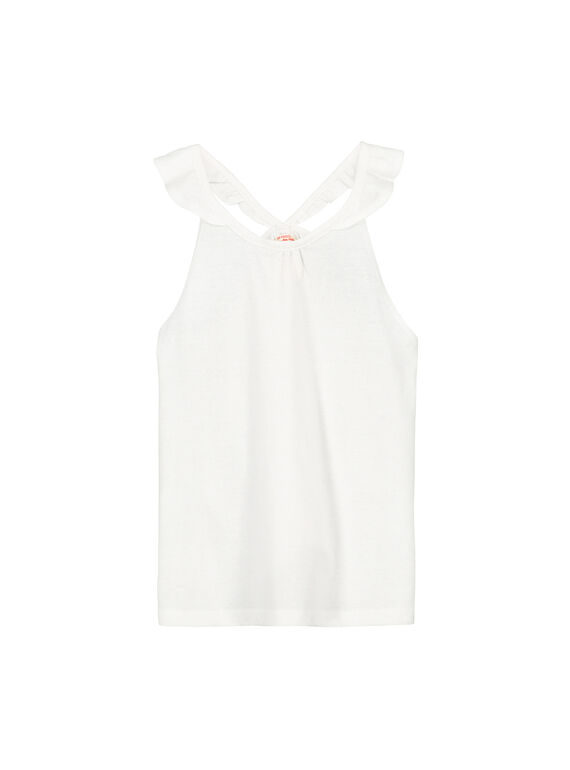 Camisola de alças de algodão branco menina FAJODEB3 / 19S901G3D27000