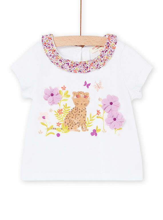 T-shirt com padrão de gato e animação de flores RINEOBRA / 23SG09O1BRA000