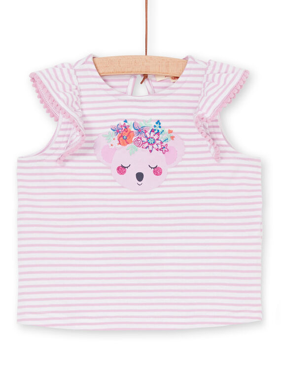 T-shirt rosa e branca às riscas bebé menina LIVITI / 21SG09U1TMC320