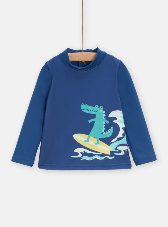 T-shirt de banho azul-marinho com padrão de crocodilo surfista bebé menino TYUTEEUV / 24SI10G4MAI070
