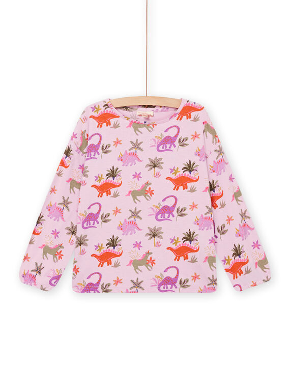 T-shirt de mangas compridas com estampado de dinossauros rosa PAKATEE / 22W901L2TMLH700