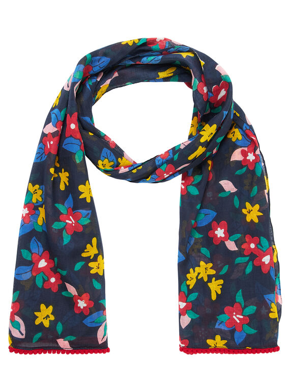 Lenço menina azul-marinho com padrão flores multicor JYAGRAFOUL / 20SI01E1FOUC243