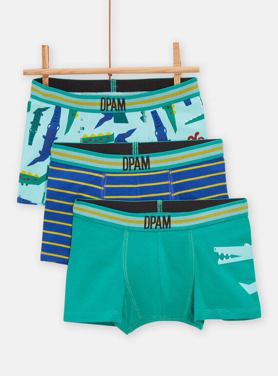 3 boxers verde com estampado de crocodilo menino TEGOBOXCRO / 24SH1262BOX201