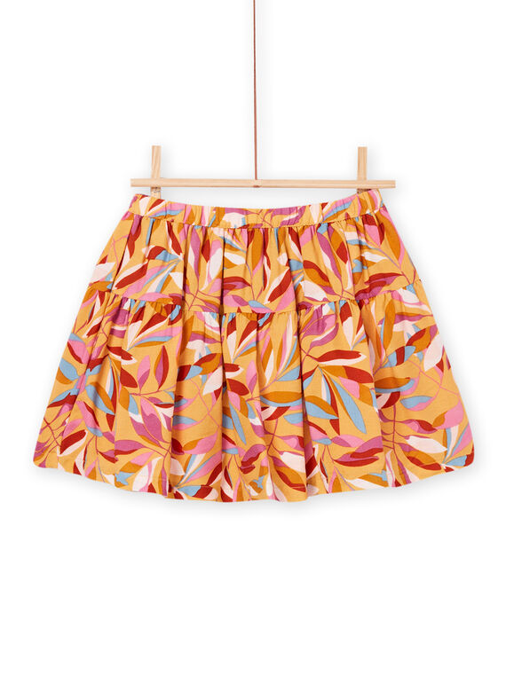 Saia fluida com folhos e com estampado de folha PAMOJUP2 / 22W901N1JUPB107