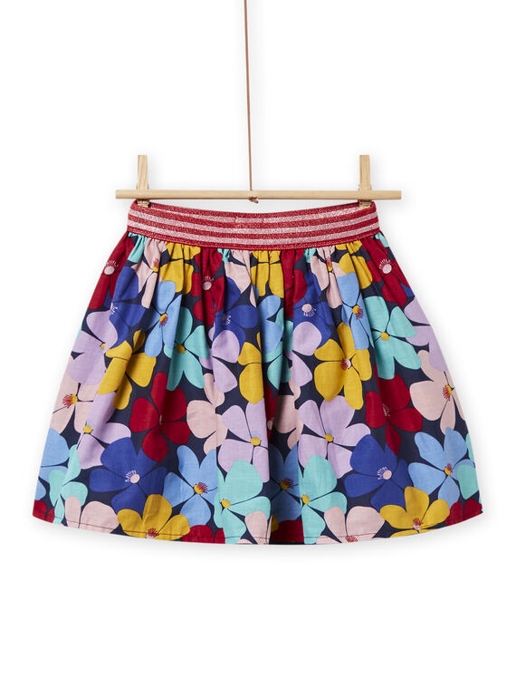 Saia reversível azul-marinho com estampados florido e pássaro menina NALUJUP1 / 22S901P1JUP070