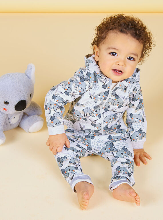 Sweat com capuz cinzento e cru com estampado coalas bebé menino LUPOEGIL / 21SG10Y1GILA011