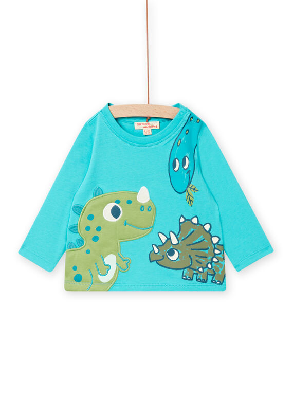 T-shirt azul-turquesa com padrão dinossauros bebé menino NUGATEE1 / 22SG10O1TML202