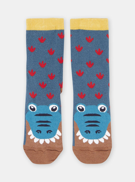 Meias turquesa com estampado de crocodilo menino SYOJOCHO3 / 23WI02B7SOQC217