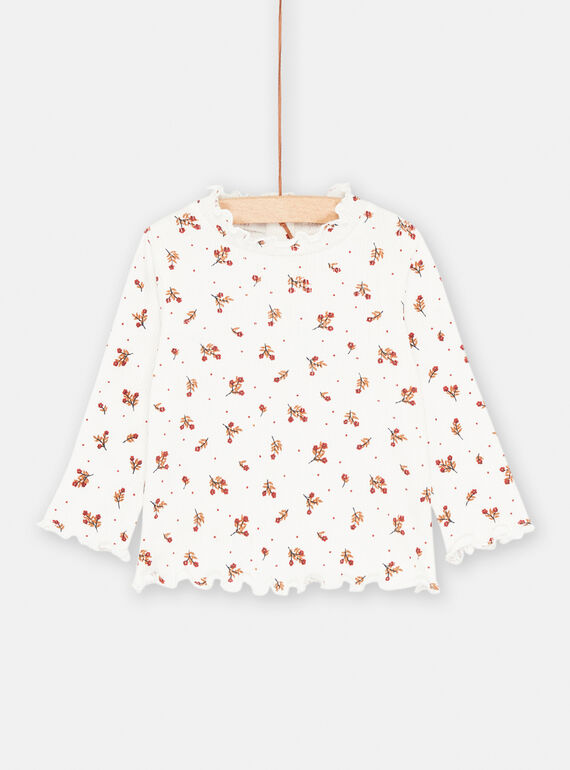 Camisola interior cru com gola com folhos para bebé menina SIJOSOUPRIB1 / 23WG09N2SPL001
