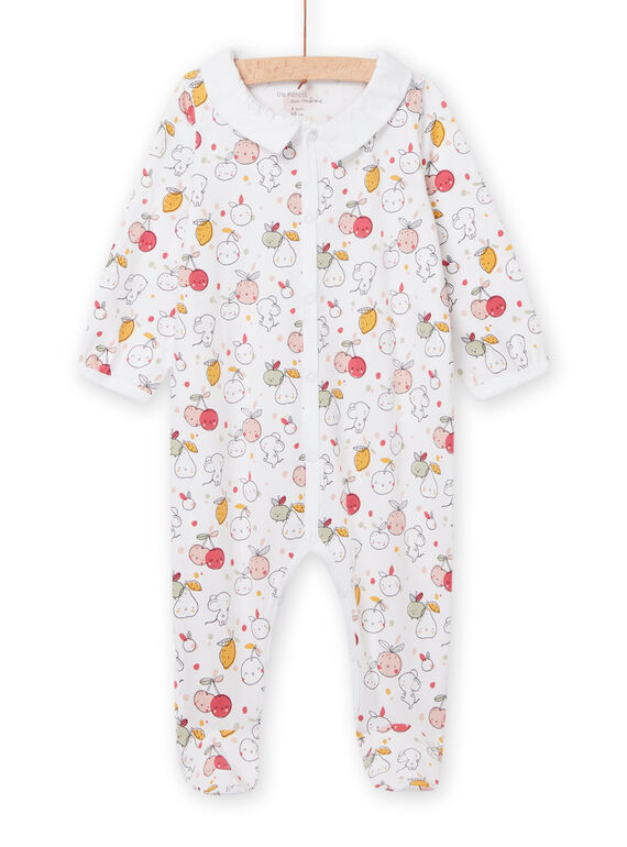 Babygro branco com gola estampada com frutas recém-nascido menina NOU2GRE2 / 22SF0351GRE000