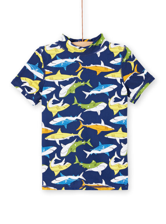 T-shirt anti-UV azul-marinho criança menino LYOMERUVTIREQ / 21SI02D2TUV070