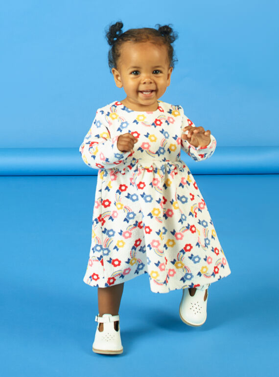Vestido cru e azul estampado florido bebé menina LIHAROB1 / 21SG09X1ROB001