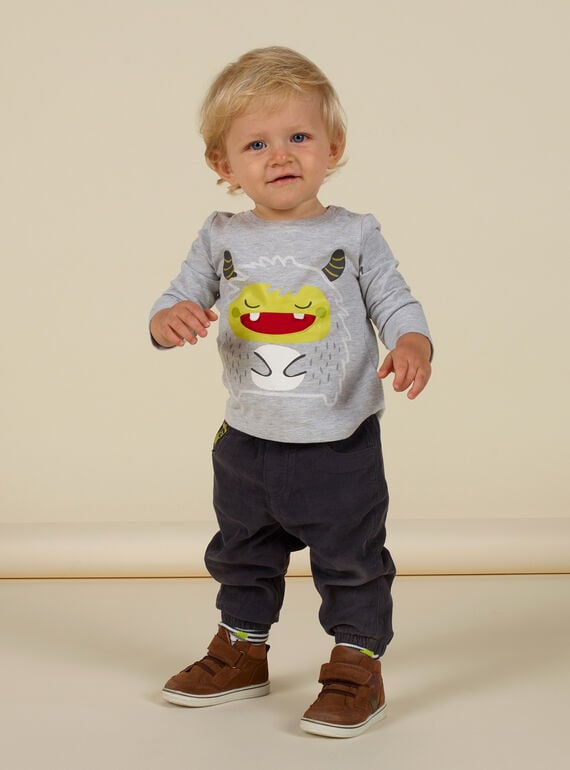 Calças cinzento reversíveis com padrão monstro bebé menino MUHIPAN2 / 21WG10U2PANJ906