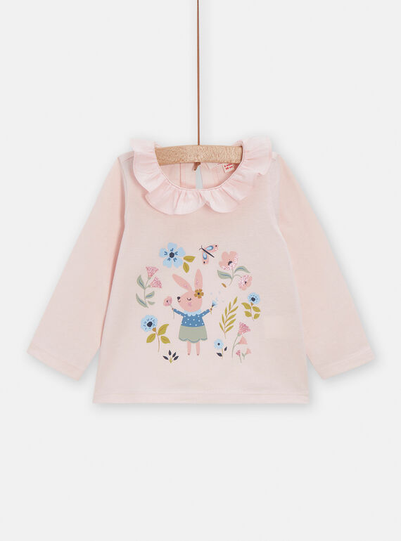 Blusa cor-de-rosa com animação de fantasia para bebé menina VIGABRA1 / 24WG0911BRA009