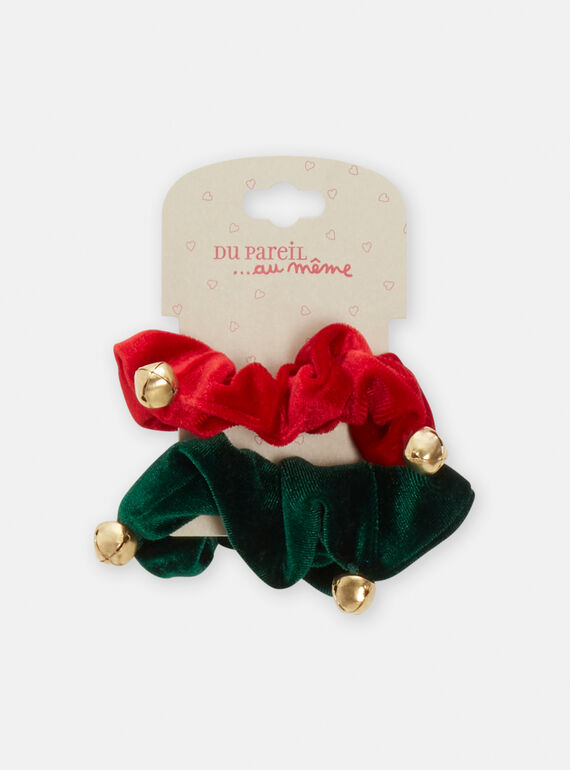 Conjunto de 2 elásticos verde-floresta e vermelho para menina SYAJOELA12 / 23WI01S2ELAF529