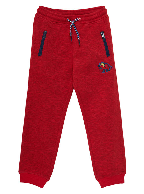 Calças de fato de treino em moletão menino vermelho com bolsos zip JOGRAPAN1 / 20S902E2PANF520