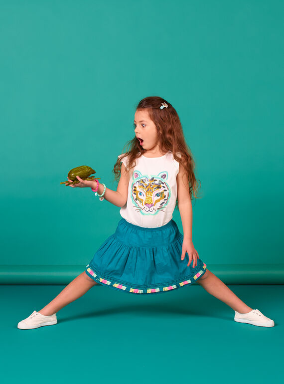 T-shirt de mangas curtas com padrão cabeça de tigre menina LAVERTI4 / 21S901Q4TMC001