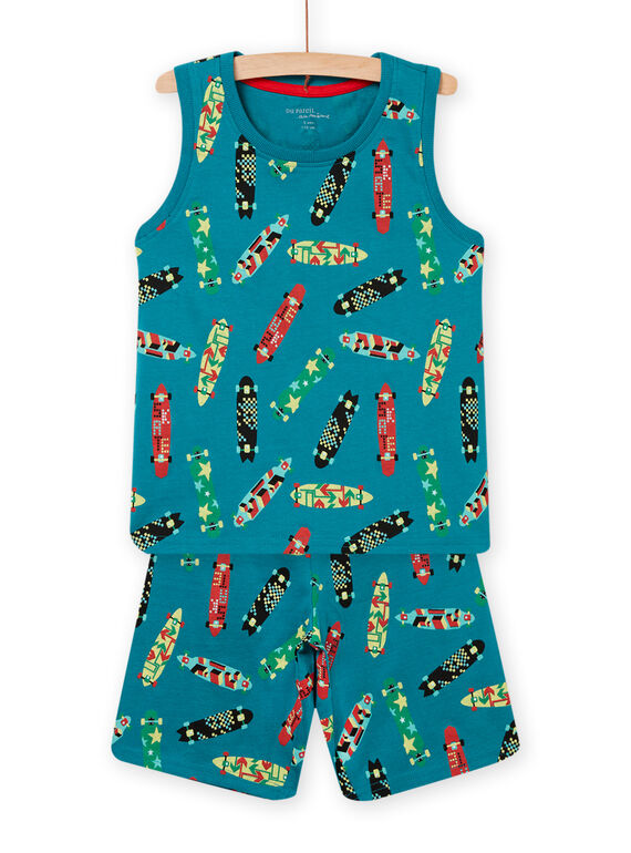 Conjunto de pijama camisola de alças e calções azul com estampado de skateboard turquesa menino NEGOPYCSKA / 22SH12H1PYJC217