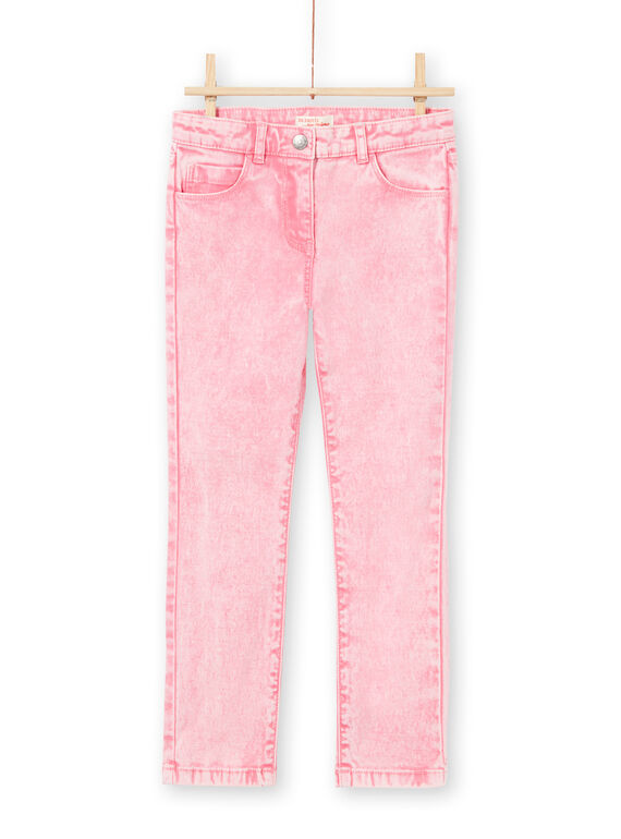 Calças de ganga rosa efeito acid wash menina MAKAJEAN / 21W901I1JEAD305