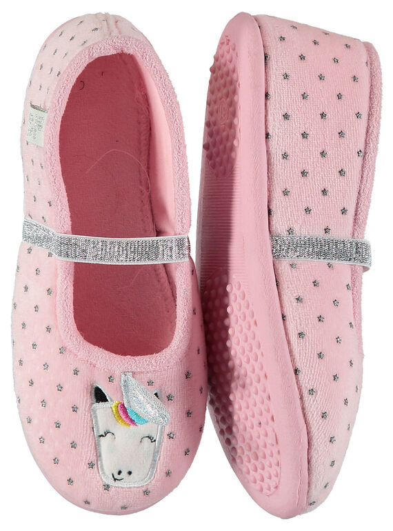 Chinelos unicórnio veludo rosa glíter criança menina GFBALLIC / 19WK35Z5D07321